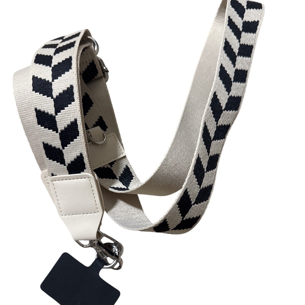 Unbranded Crossbody Purse Strap Unisex OS Black Natural New Chevron Pattern